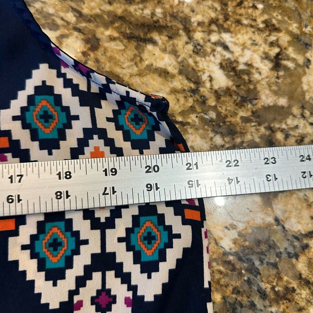 Pink Cattlelac Women’s Large Sleeveless Aztec Tunic Top Navy - Picture 5 of 7